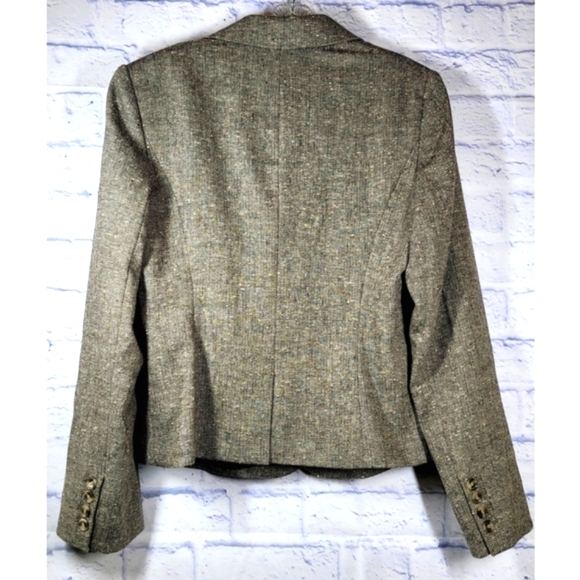 The Limited Brown Wool Blend Tweed Fitted Blazer Jacket Size 12 Career Academia - Picture 3 of 10